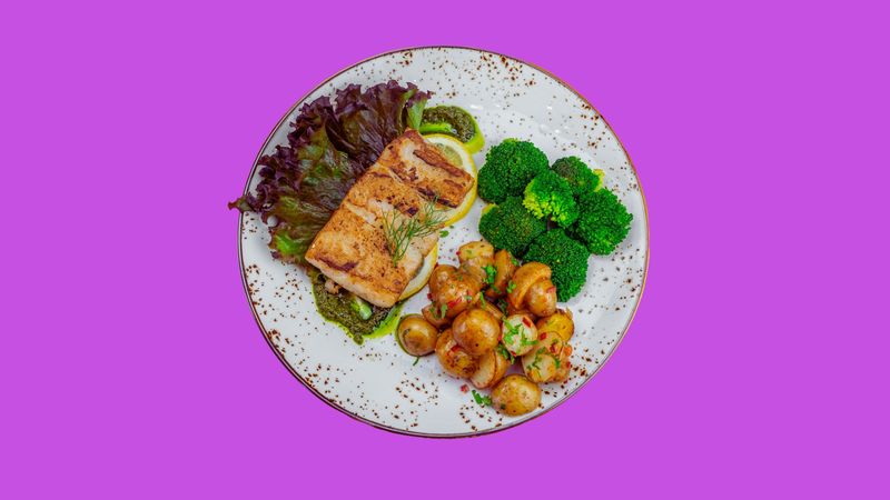 Sea bass With Roasted Baby Potatoes & Pesto